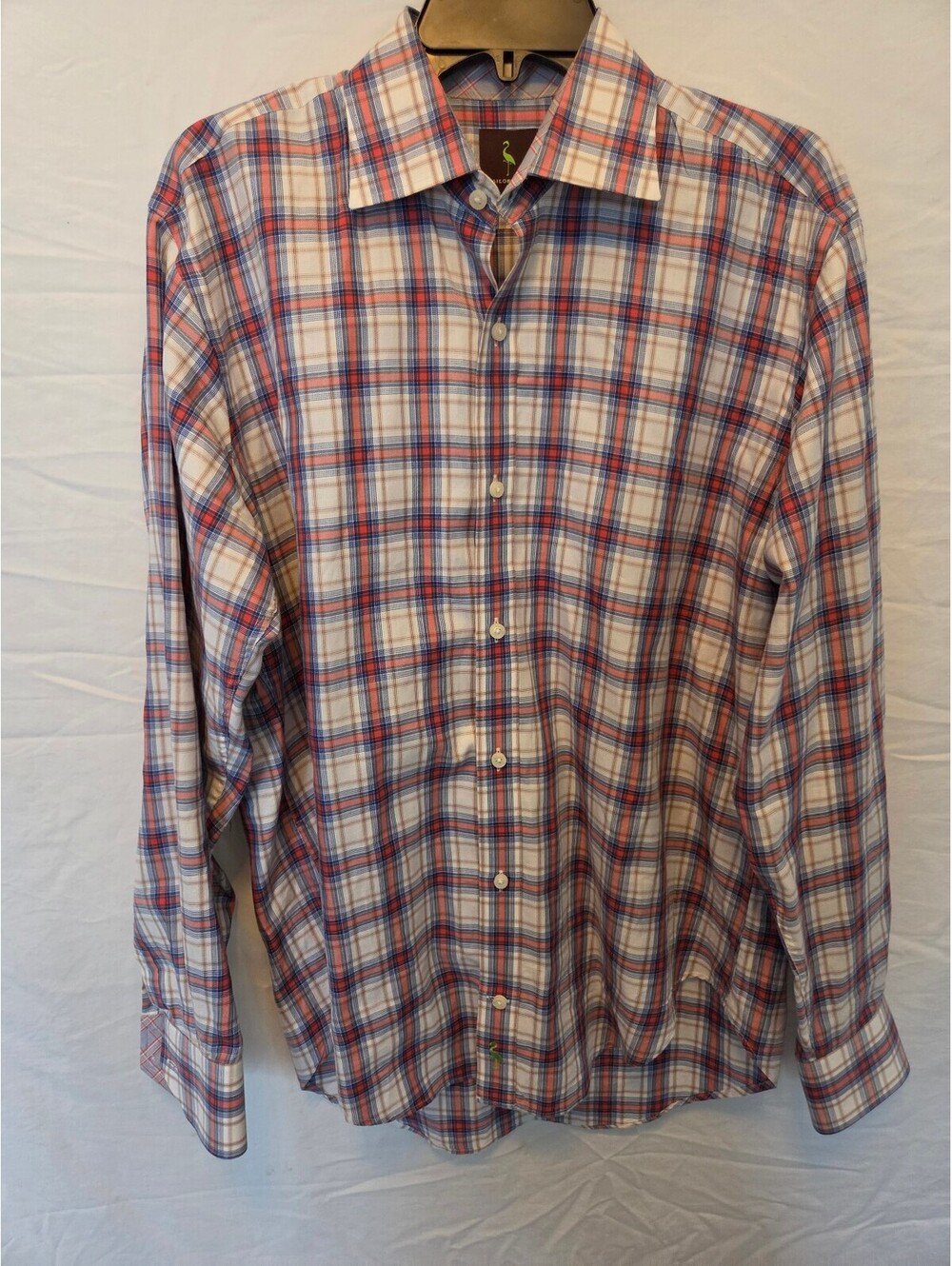 Tailorbyrd Men's Medium Plaid Button-Up Shirt 100% Cotton Long Sleeve